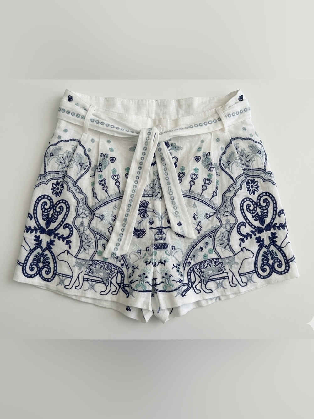 CAMILLA All About That Lace Linen Tuck Front Short Size XS